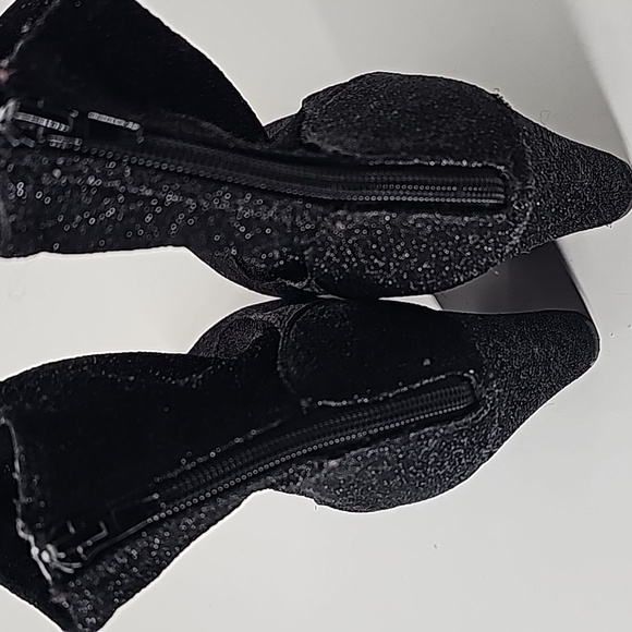 Nine West Black Metallic Block Heel Almond Toe Sock Booties - Picture 6 of 9